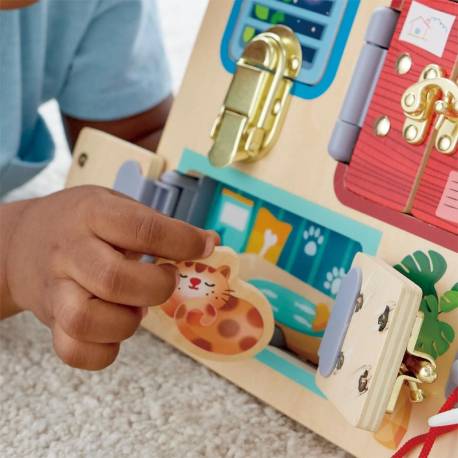 Tablero de cerraduras para niños Hape Toys Juguetes Sensoriales 2
