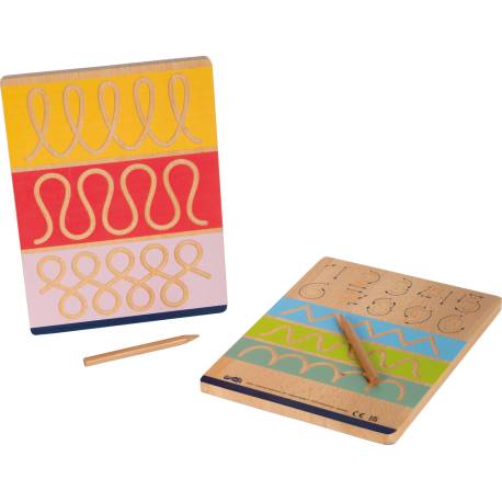 Pizarras en surco con mayúsculas, trazos y números