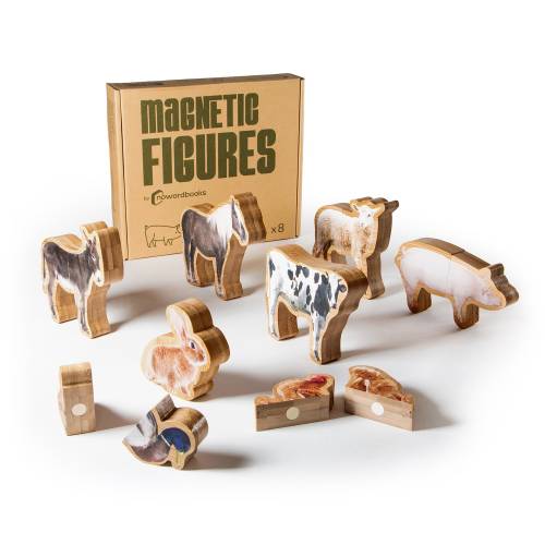 Figuras magnéticas animales de la granja en bambú  De 1 a 3 años