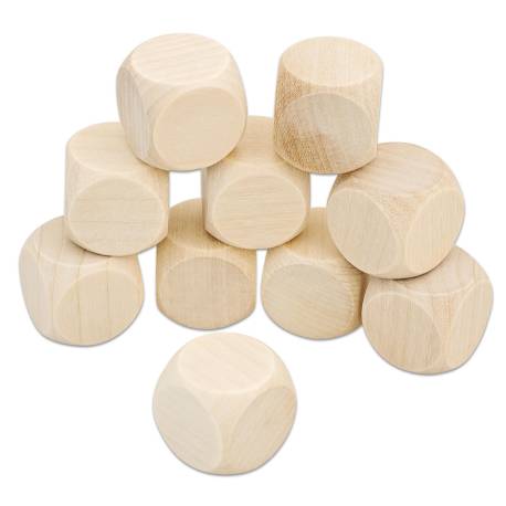 Dados de madera en blanco - 2 cm