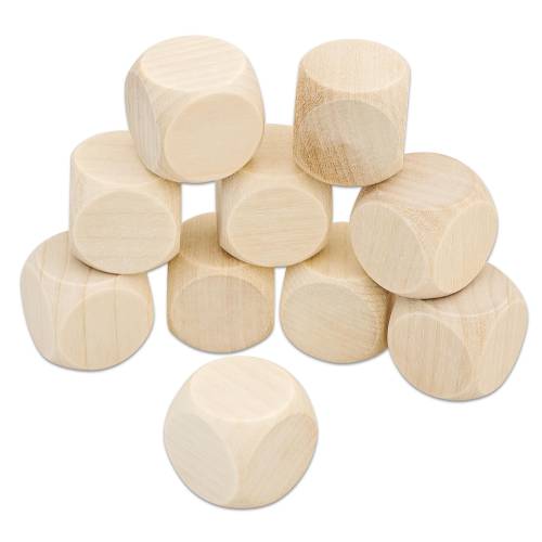 Dados de madera en blanco - 2 cm