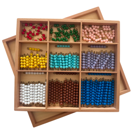 Scatola delle perle Montessori per la moltiplicazione