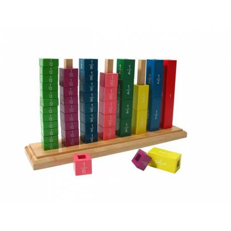 Fracciones verticales madera Montessori para todos Fracciones