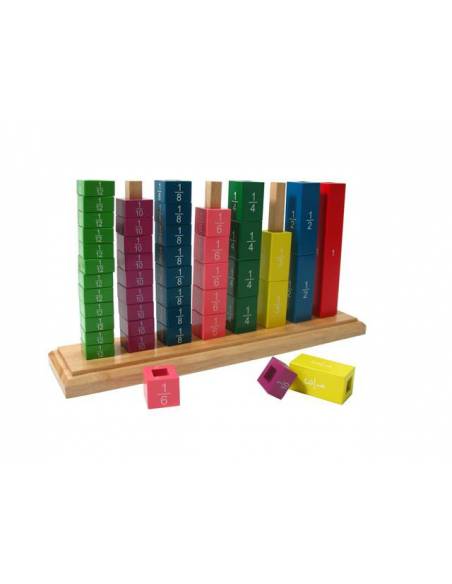 Fracciones verticales madera Montessori para todos Fracciones