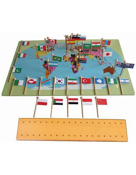 Mapa del mundo con banderas