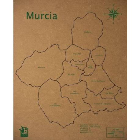 Mapa Puzzle de Murcia en Madera  Mapas de España