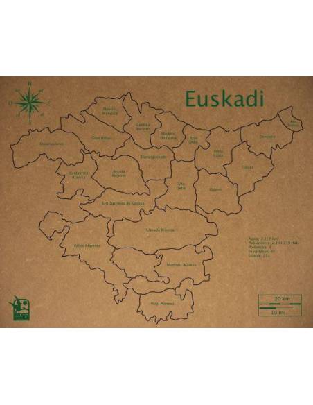 Mapa Puzzle de Euskadi en Madera  Geografía