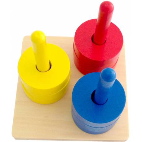 Apilador vertical de tres colores Montessori para todos De 1 a 3 años