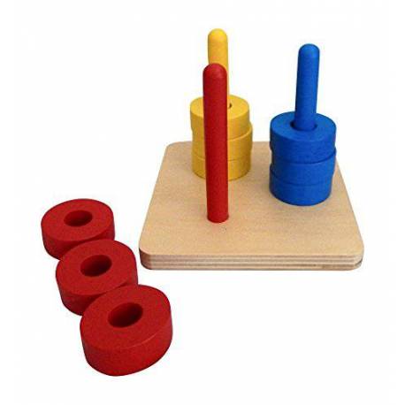 Apilador vertical de tres colores Montessori para todos De 1 a 3 años