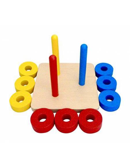Apilador vertical de tres colores Montessori para todos De 1 a 3 años