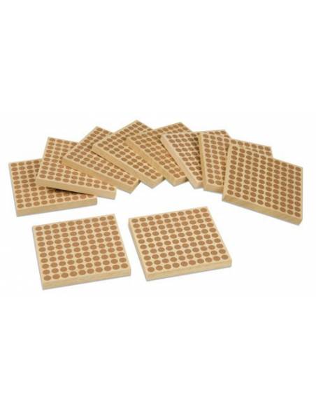 45 cuadrados de 100 en madera Montessori para todos Sistema Decimal