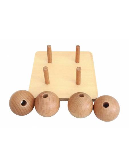 Esferas sobre base de madera para ensartar Montessori para todos De 1 a 3 años