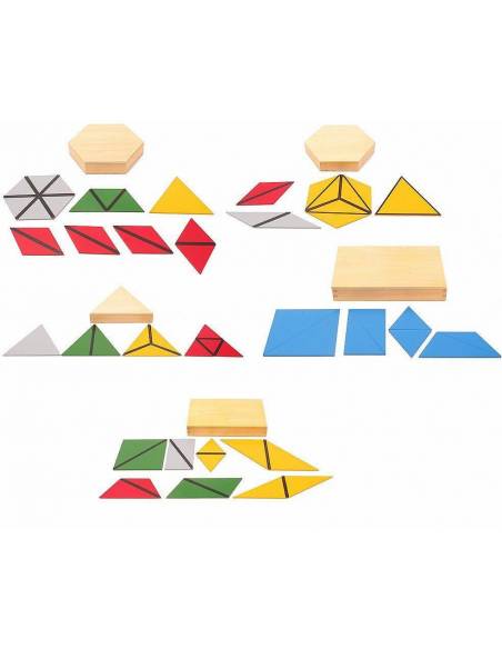 MINI - Triángulos constructivos (Pack 5 cajas) Montessori para todos Sensorial