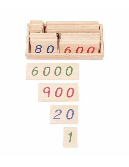 Números largos en madera 1-9000 Montessori para todos Sistema Decimal