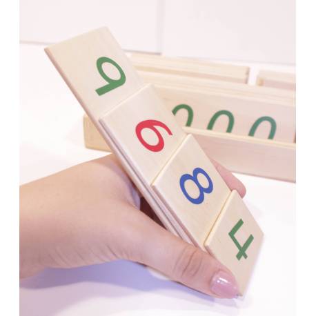 Números largos en madera 1-9000 Montessori para todos Sistema Decimal