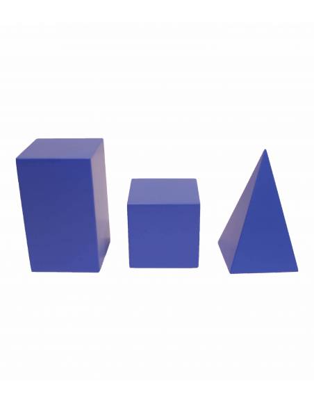 Sólidos geométricos azules Montessori para todos Sensorial