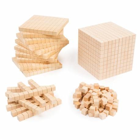 Base 10 en madera haya (100 uds) Montessori para todos Base 10