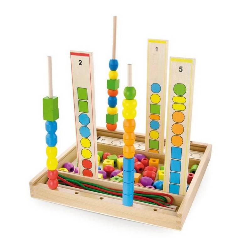 juguete Montessori para la motricidad fina y la promoción de la creatividad y la coordinación juegos a partir de 2 años HEJ LØNNE Juego de enhebrado a partir de 2 años juguete de motricidad 